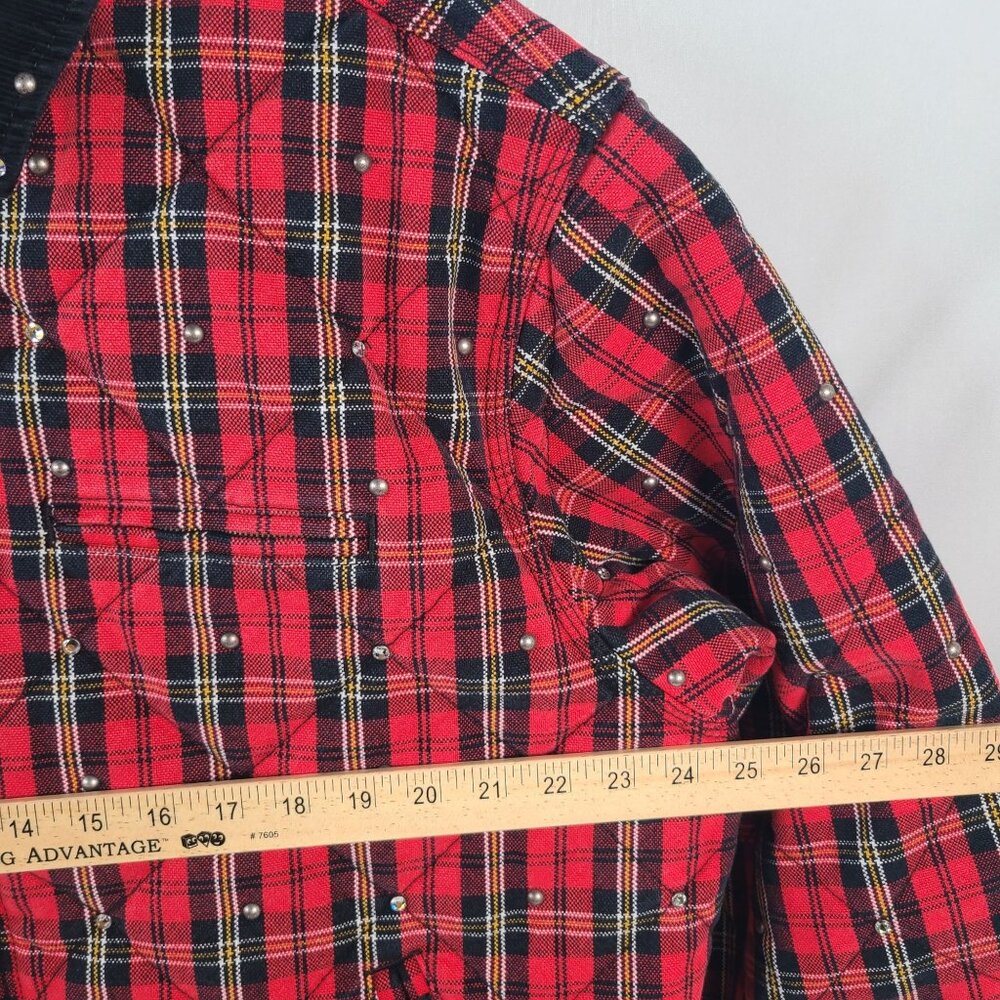 NWT Supreme x B.B. Simon Quilted Red Plaid Work Jacket w/ Studded Collar Sz L - Picture 12 of 16
